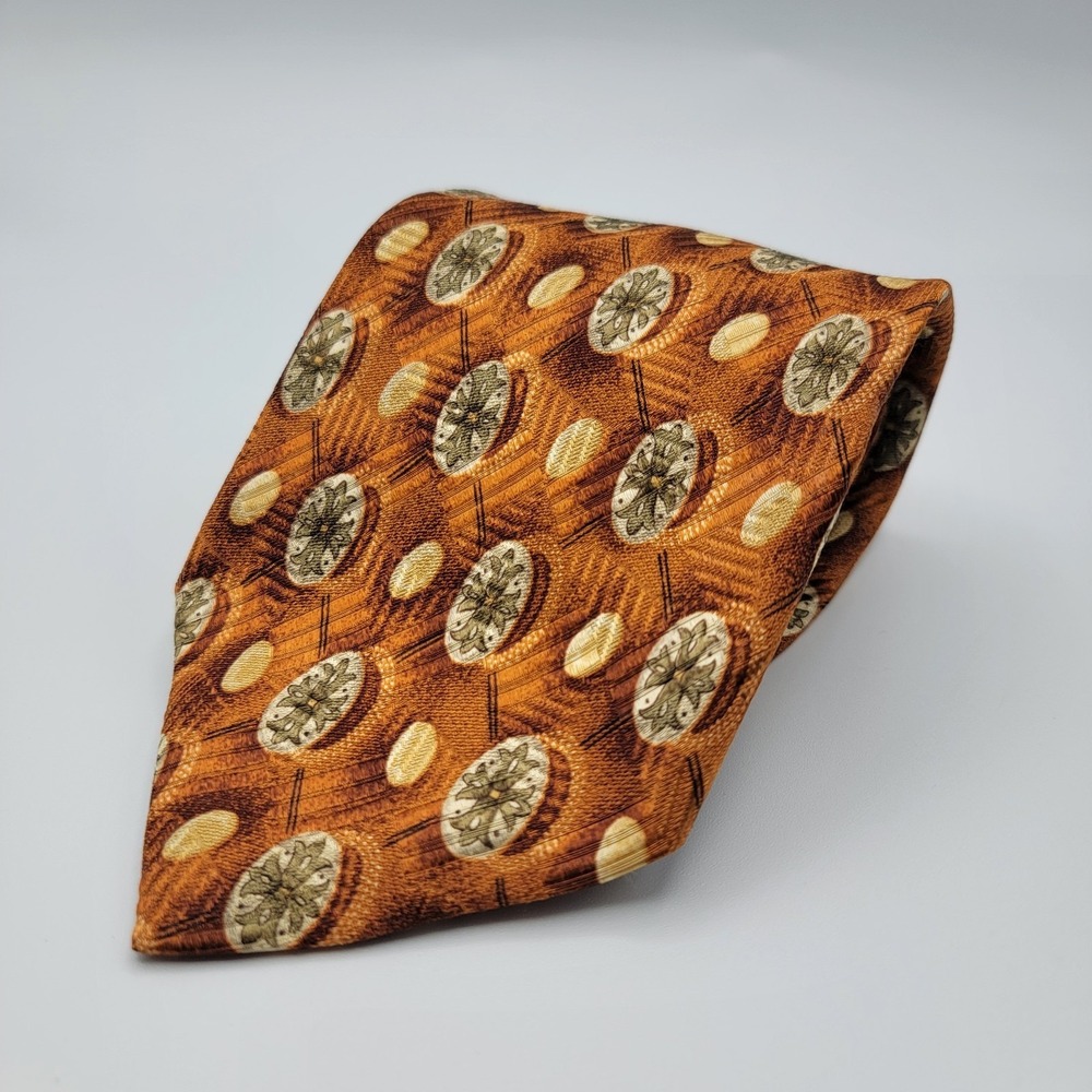 Robert Talbott Best of Class Mens Tie Copper and Olive Green Silk USA Mark Shale